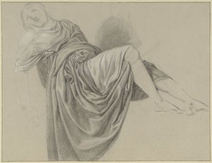 Studio di drappeggio di una donna sdraiata