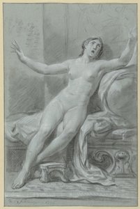 Nudo femminile seduto, con braccia alzate, Vrouwelijk academienaakt