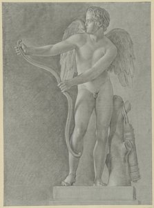 Studio di una statua di Cupido che tende il suo arco