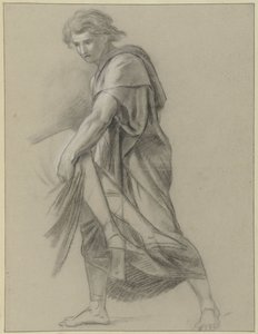 Studio di un uomo che aiuta a portare via un corpo ai piedi del letto da Jean Grandjean