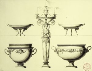 Progetto per un Candelabro a Forma di Donna, Due Coppe d