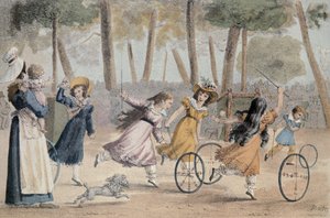 Ragazze che giocano con il cerchio nei giardini del Lussemburgo da Jean Henri Marlet