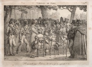 Scene di Parigi: Passeggiata nelle Tuileries. Cosa stanno guardando? da Jean Henri Marlet