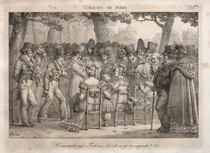 Scene di Parigi: Passeggiata nelle Tuileries. Cosa stanno guardando da Jean Henri Marlet