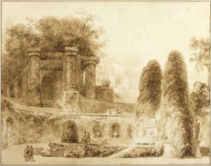 Parco romano con fontana, 1774 da Jean Honore Fragonard