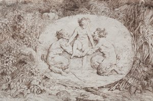 Baccanali: Ninfa sostenuta da due satiri da Jean Honore Fragonard