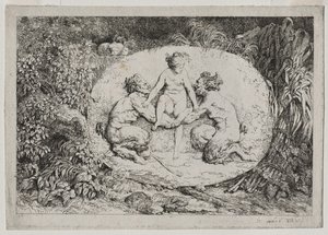 Baccanali: Ninfa Sostenuta da Due Satiri da Jean Honore Fragonard