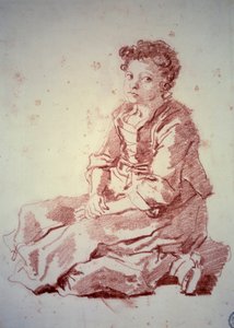 Bambina seduta sui talloni. Sanguigna di Jean Honore Fragonard (1732-1806) 1774 Besancon, Museo delle Belle Arti da Jean Honore Fragonard