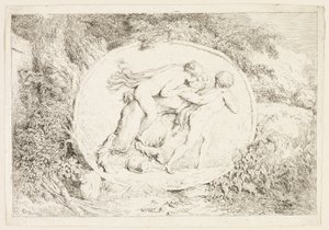 Ninfa in groppa a un satiro, da Baccanali, o giochi dei satiri da Jean Honore Fragonard