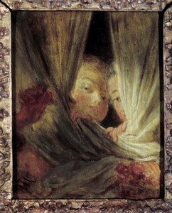 Le curiose Due bambine che spiano dietro le tende