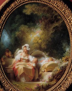 La buona madre Una giovane madre circondata dai suoi figli in un giardino. Dipinto di Jean Honore Fragonard (1732-1806) da Jean Honore Fragonard