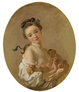 Ragazza giovane che tiene due cuccioli, c.1770 da Jean Honore Fragonard