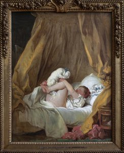 Giovane ragazza con un cane da Jean Honore Fragonard