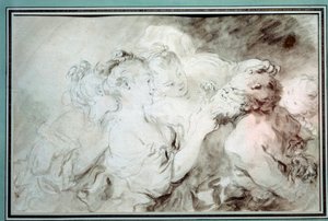 Giovani ragazze che lottano con un satiro. Disegno di Jean Honore Fragonard da Jean Honore Fragonard