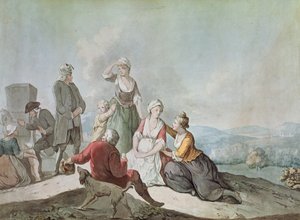 Voltaire che conversa con i contadini a Ferney da Jean Huber