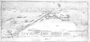 Veduta della battaglia vicino alla piantagione di Chalmette, 8 gennaio 1815 da Jean Hyacinthe Laclotte