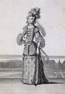 Costumi da balletto femminile, incisione di Jean Berain il Vecchio, Francia da Jean I  Berain