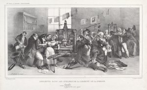 Discesa negli atelier della Libertà di stampa da Jean Ignace Isidore Grandville, and Auguste Desperet