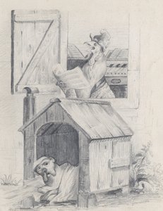 Cane nella cuccia, gallo che canta alla finestra da Jean Ignace Isidore Gérard