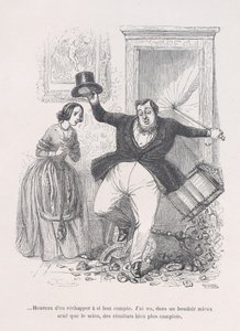 ...Felice di cavarsela così a buon mercato. da Le piccole miserie della vita umana, 1843 da Jean Ignace Isidore Gérard