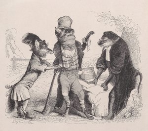 Il lupo che supplica contro la volpe, davanti alla scimmia da Jean Ignace Isidore Gérard