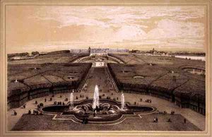 Veduta generale del parco e del palazzo di Versailles, pubblicato da Auguste Bry da Jean Jacottet