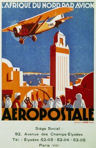 Aeropostale (posta aerea), collegamenti aerei con il Nord Africa, cartellone pubblicitario, Francia da Jean Jacquelin