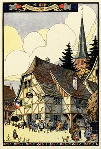 Il paradiso tricolore; Auberge de la carp a Dannemarie 1917 da Jean Jacques (1873 1951) Waltz