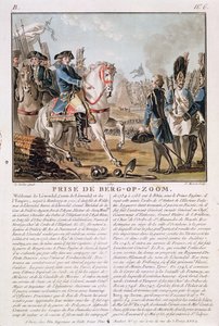 La presa di Berg-op-Zoom, Paesi Bassi, 1747, inciso da Jean Baptiste Morret, 1787