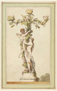 Disegno, candeliere in porcellana, 1770-80 da Jean Jacques Francois Le Barbier