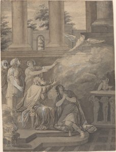 Pallade Atena in forma di uccello lascia Nestore e Telemaco da Jean Jacques François Le Barbier I