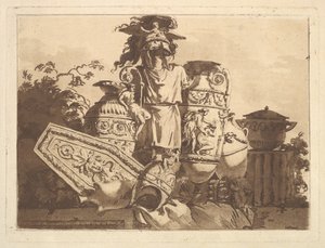 Composizione con antichità, da Recueil de Compositions par Lagrenée Le Jeune Colle..., 1782-84 da Jean Jacques Lagrenee