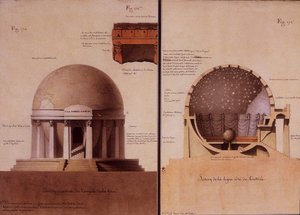 Il Tempio della Terra - Elevazione e taglio di Lequeu