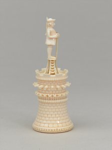 Torre bianca, pezzo degli scacchi, India, circa 1820 da Jean Jacques Scherrer