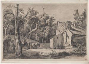 Ingresso alla foresta di Brie con cottage a destra, 1772 da Jean Jacques de Boissieu