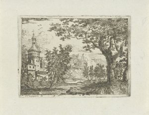 Paesaggio con torre rotonda da Jean Joseph Hanson