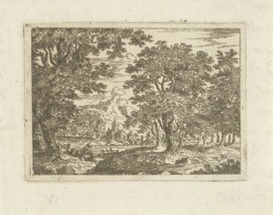 Paesaggio con edificio in pietra da Jean Joseph Hanson
