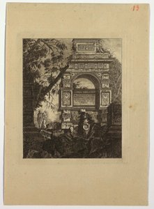 Frontespizio, vasi invenzione, da "Collection de divers sujets de vases, tombeaux, ruines et fontaines, utile aux artistes..." da Jean Laurent Legeay