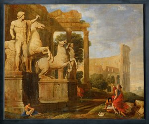 Paesaggio con i Dioscuri ... (dipinto su tela)