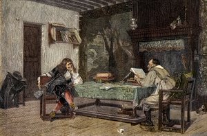Collaborazione tra Jean Baptiste Moliere e Pierre Corneille, drammaturghi francesi - incisione dopo il dipinto di Jean-Leon Gerome da Jean Leon (after) Gerome