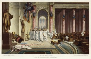 La morte di Cesare (cromolitografia) da Jean Leon (after) Gerome