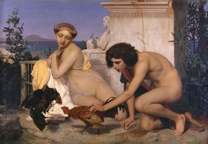 Giovani greci che assistono a un combattimento di galli, 1846 da Jean Leon Gerome