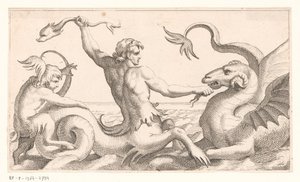 Tritone in lotta con un mostro marino da Jean Lepautre (attributed to)