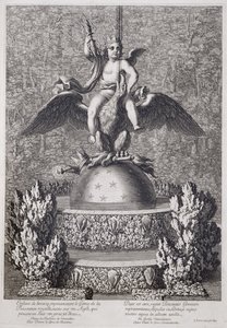 Fontane con un bambino che rappresenta il Genio del Potere Reale di Pierre le Gros, a Versailles, 1677 da Jean Lepautre