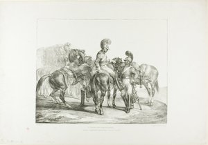 Un gruppo di guardie della vita, tavola 5 da Vari soggetti disegnati dal vero su pietra da Jean Louis André Théodore Géricault