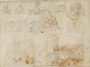 Undici schizzi compositivi da Jean Louis André Théodore Géricault