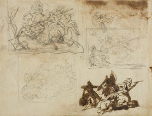 Quattro schizzi per una battaglia di cavalleria da Jean Louis André Théodore Géricault