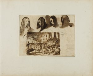 Quattro vedute di una testa di donna; una sfilata davanti a Luigi XVIII da Jean Louis André Théodore Géricault