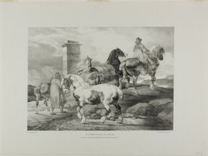 Cavalli che vanno a una fiera, piatto 3 da Vari soggetti disegnati dal vero e su pietra (The English Suite) da Jean Louis André Théodore Géricault