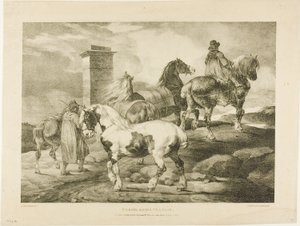 Cavalli che vanno a una fiera, tavola 3 da Vari soggetti disegnati dal vero su pietra da Jean Louis André Théodore Géricault